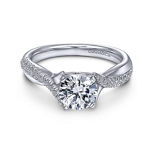 Gabriel & Co 14K White Gold Round Twisted Diamond Engagement Ring  ER10951W44JJ