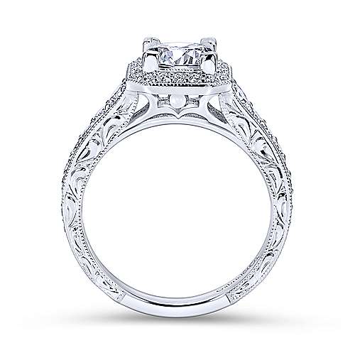 Gabriel & Co 14K White Gold Princess Cut Diamond Halo Engagement Ring ER11793S4W44JJ