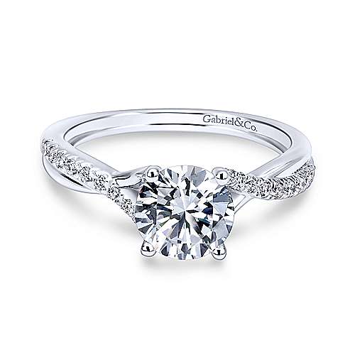 Gabriel &amp; Co 14K White Gold Round Diamond Engagement Ring  ER11794R3W44JJ