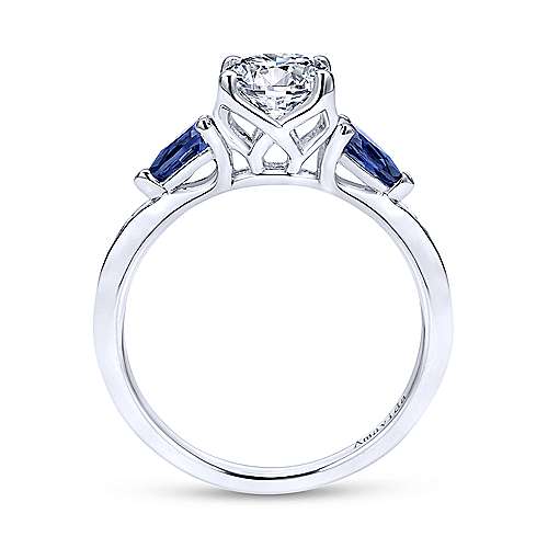 Gabriel &amp; Co 18K White Gold Round Sapphire and Diamond Engagement Ring  ER11806R4W8JSA