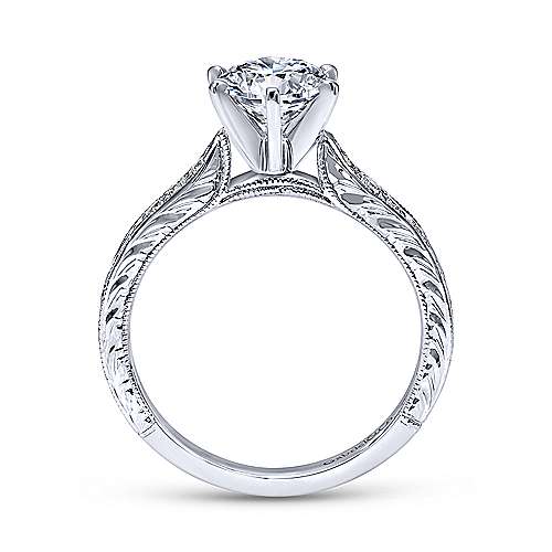 Gabriel &amp; Co 14K White Gold Round Diamond Engagement Ring  ER11827R4W44JJ