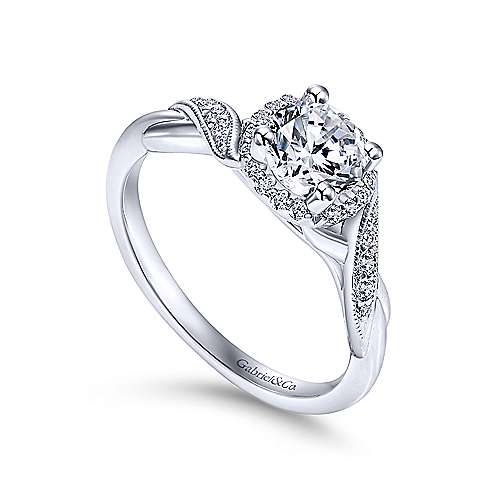 Gabriel & Co 14K White Gold Round Diamond Halo Engagement Ring ER11828R3W44JJ