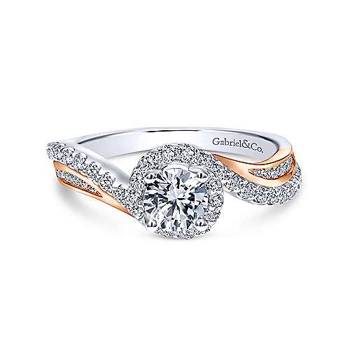 Gabriel &amp; Co 14K White Rose Gold Round Bypass Diamond Engagement Ring ER11834R2T44JJ