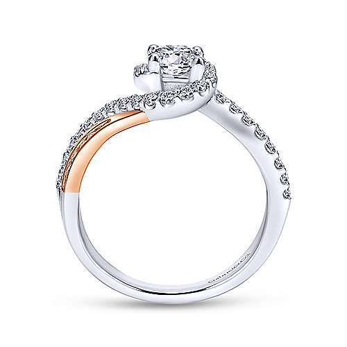 Gabriel &amp; Co 14K White Rose Gold Round Bypass Diamond Engagement Ring ER11834R2T44JJ