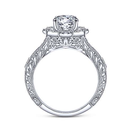 Gabriel & Co Vintage 14K White Gold Round Halo Diamond Engagement Ring  ER11963W44JJ