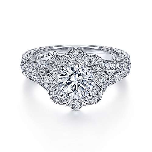 Gabriel & Co 14K White Gold Round Diamond Halo Engagement Ring ER11963W44JJ