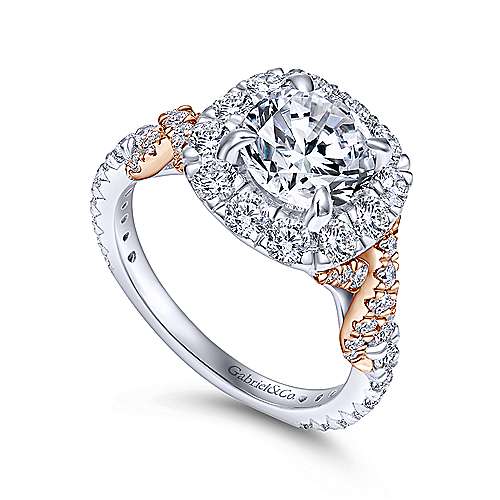 Gabriel & Co Vintage 14K White-Rose Gold Round Diamond Halo Engagement Ring ER11972R6T44JJ