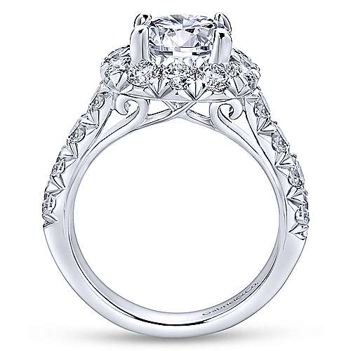 Gabriel &amp; Co 14K White Gold Cushion Halo Round Diamond Engagement Ring  ER11986R8W44JJ