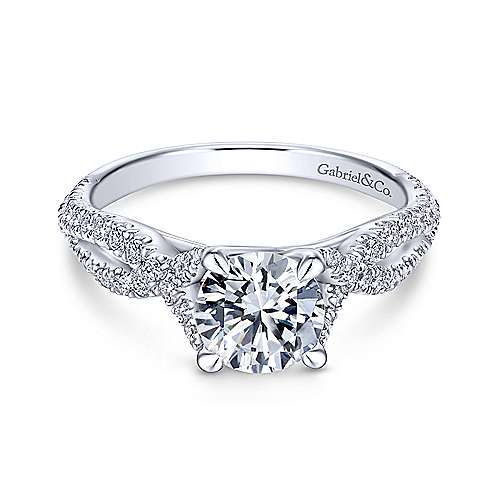 Gabriel &amp; Co 14K White Gold Round Diamond Twisted Engagement Ring ER12003R4W44JJ