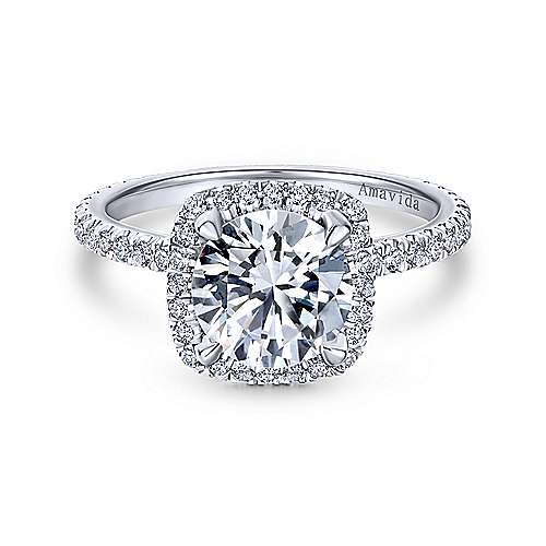 Gabriel & Co 18K White Gold Round Diamond Halo Engagement Ring ER12133R6W83JJ