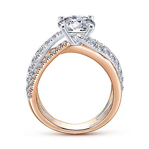Gabriel & Co 14K White Rose Gold Round Free Form Diamond Engagement Ring  ER12337R6T44JJ