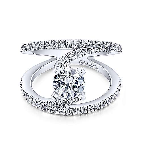 Gabriel & Co 14K White Gold Round Split Shank Diamond Engagement Ring  ER12416R4W44JJ