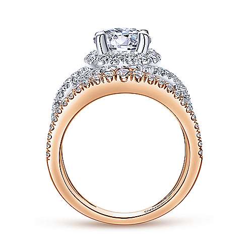 Gabriel &amp; Co 14K White Rose Gold Round Halo Diamond Engagement Ring  ER12418R6T44JJ