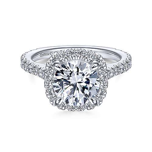 Gabriel &amp; Co 14K White Gold Round Diamond Halo Engagement Ring ER12559W44JJ