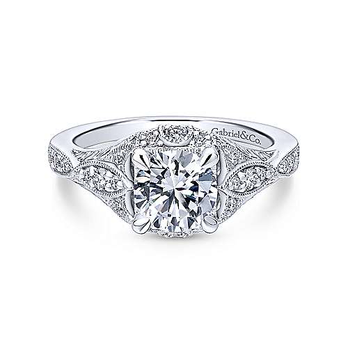 Gabriel &amp; Co Unique 14K White Gold Vintage Halo Engagement Ring  ER12580R4W44JJ