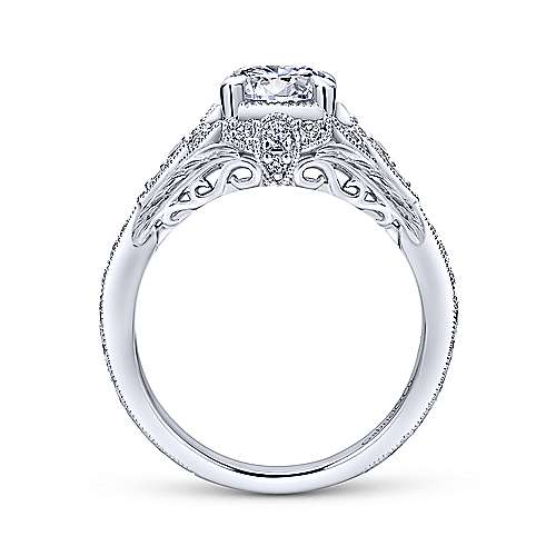 Gabriel & Co Unique 14K White Gold Vintage Halo Engagement Ring  ER12580R4W44JJ