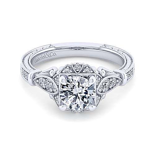 Gabriel & Co 14K White Gold Round Diamond Halo Engagement Ring ER12581R4W44JJ