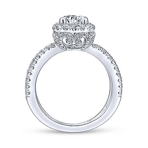 Gabriel &amp; Co 14K White Gold Cushion Halo Round Diamond Engagement Ring  ER12587R4W44JJ