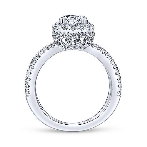 Gabriel & Co 14K White Gold Cushion Halo Round Diamond Engagement Ring  ER12587R4W44JJ