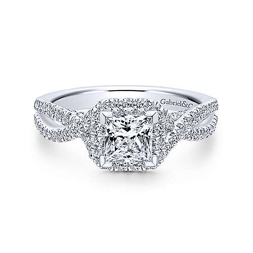 Gabriel & Co 14K White Gold Princess Halo Diamond Engagement Ring  ER12600S3W44JJ