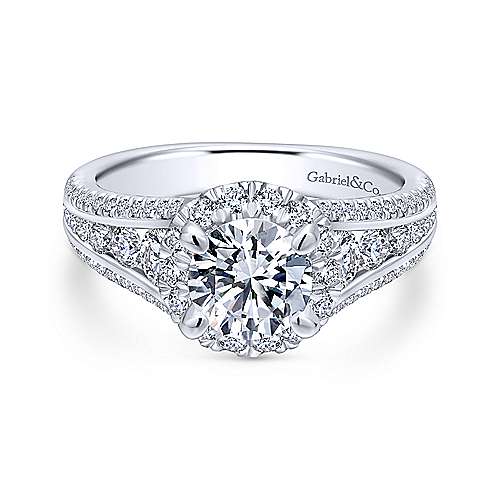 Gabriel &amp; Co 14K White Gold Round Diamond Halo Engagement Ring ER12610R4W44JJ