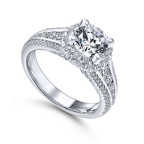 Gabriel & Co 14K White Gold Round Diamond Halo Engagement Ring ER12610R4W44JJ