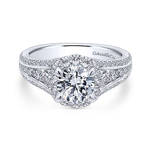 Gabriel & Co 14K White Gold Round Diamond Halo Engagement Ring ER12610R4W44JJ