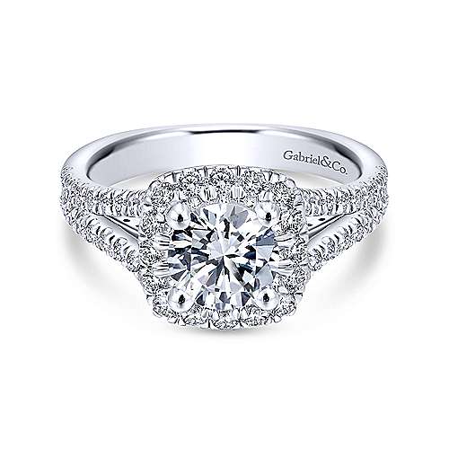 Gabriel &amp; Co 14K White Gold Round Diamond Halo Engagement Ring ER12611R4W44JJ