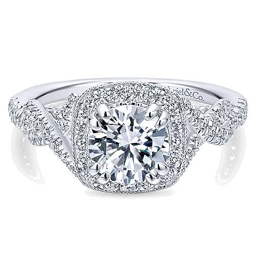 Gabriel &amp; Co 14K White Gold Round Diamond Halo Engagement Ring ER12621R4W44JJ