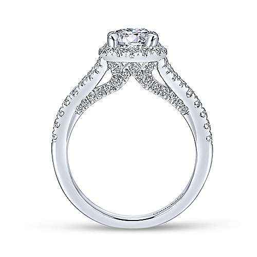 Gabriel &amp; Co 14K White Gold Cushion Halo Round Diamond Engagement Ring  ER12623R4W44JJ