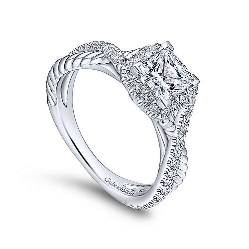 Gabriel & Co 14K White Gold Princess Cut Diamond Halo Engagement Ring ER12627S3W44JJ