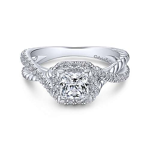 Gabriel & Co 14K White Gold Princess Cut Diamond Halo Engagement Ring ER12627S3W44JJ