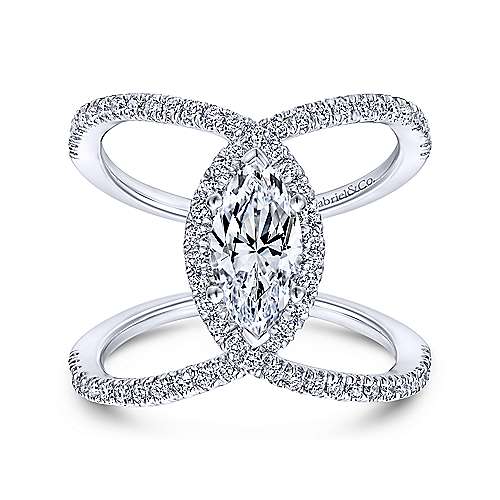 Gabriel &amp; Co 14K White Gold Marquise Halo Diamond Engagement Ring  ER12644M4W44JJ