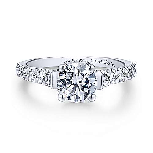 Gabriel &amp; Co 14K White Gold Round Diamond Engagement Ring  ER12679R4W44JJ