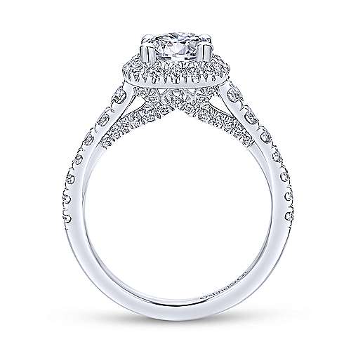 Gabriel & Co 14K White Gold Cushion Halo Round Diamond Engagement Ring  ER12761R4W44JJ