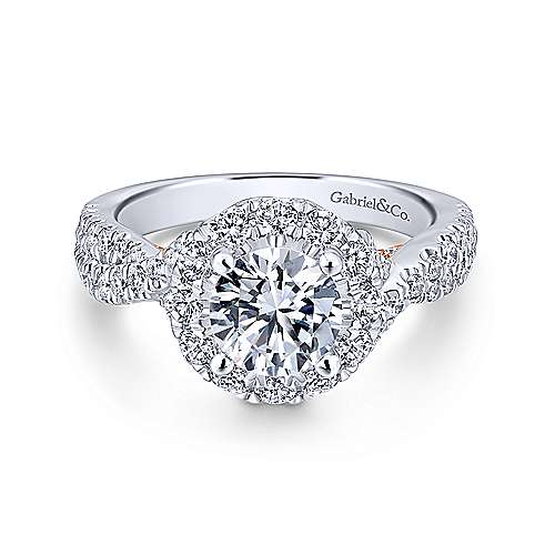 Gabriel & Co 14K White Rose Gold Round Halo Diamond Engagement Ring  ER12822R4T44JJ