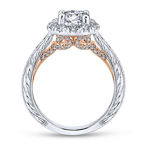 Gabriel & Co 14K White Rose Gold Round Halo Diamond Engagement Ring  ER12825R4T44JJ