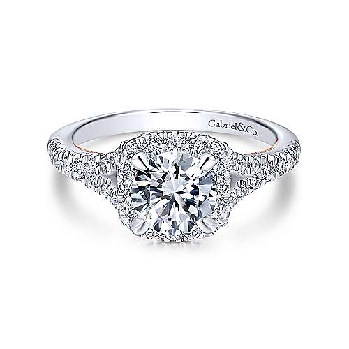 Gabriel & Co 14K WhiteRose Gold Cushion Halo Diamond Engagement Ring  ER12835C4T44JJ