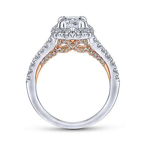 Gabriel &amp; Co 14K WhiteRose Gold Cushion Halo Diamond Engagement Ring  ER12835C4T44JJ
