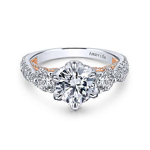 Gabriel & Co 18K White Rose Gold Round Diamond Engagement Ring  ER12847R6T83JJ