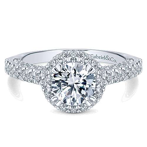 Gabriel &amp; Co 14K White Gold Round Diamond Halo Engagement Ring ER12950R4W44JJ