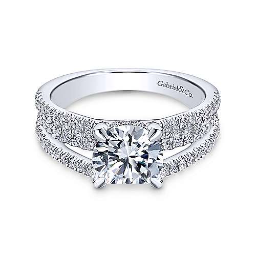 Gabriel & Co 14K White Gold Round Diamond Engagement Ring  ER13662R6W44JJ