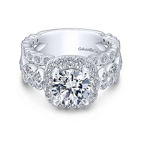 Gabriel & Co 14K White Gold Round Diamond Halo Engagement Ring ER13679R6W44JJ