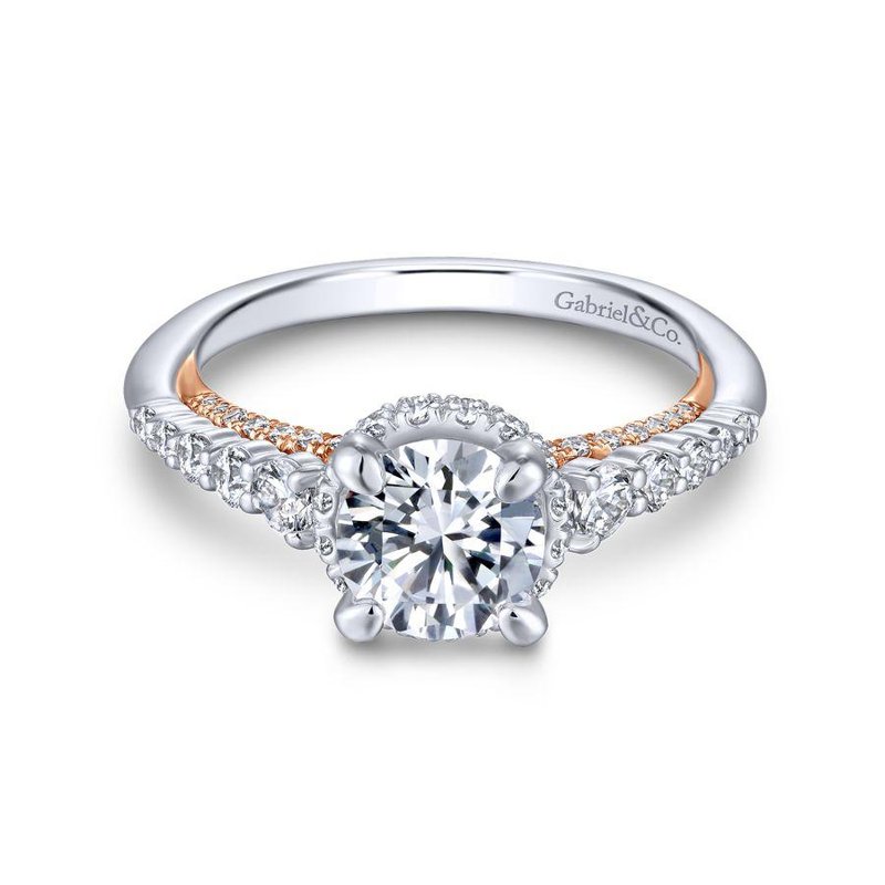 Gabriel &amp; Co 14K White Rose Gold Round Diamond Engagement Ring  ER13829R4T44JJ