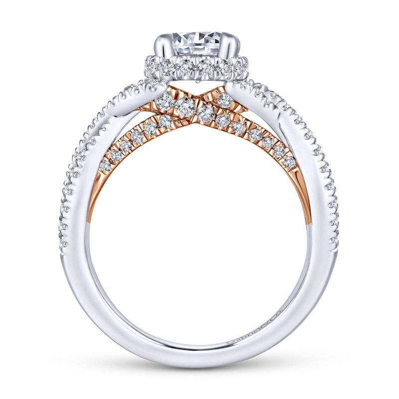 Gabriel & Co 14K WhiteRose Gold Twisted Round Diamond Engagement Ring  ER13835R4T44JJ