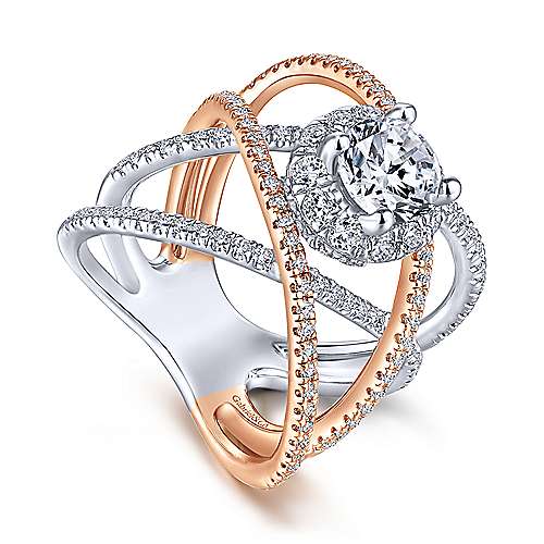 Gabriel & Co 14K White-Rose Gold Round Diamond Halo Engagement Ring ER13841R4T44JJ