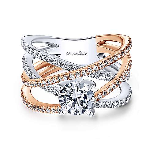 Gabriel &amp; Co 14K White Rose Gold Round Diamond Engagement Ring  ER13846R4T44JJ