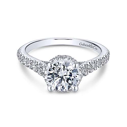 Gabriel &amp; Co 14K White Gold Round Diamond Engagement Ring  ER13856R4W44JJ