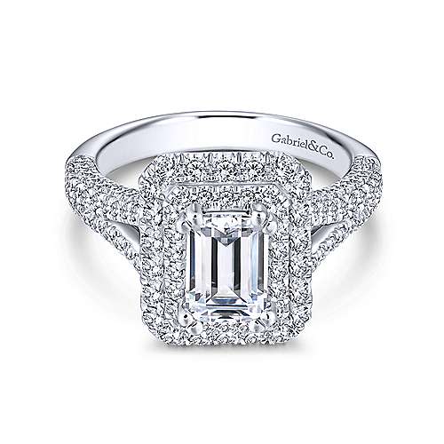 Gabriel &amp; Co 14K White Gold Emerald Cut Diamond Engagement Ring  ER13865E4W44JJ