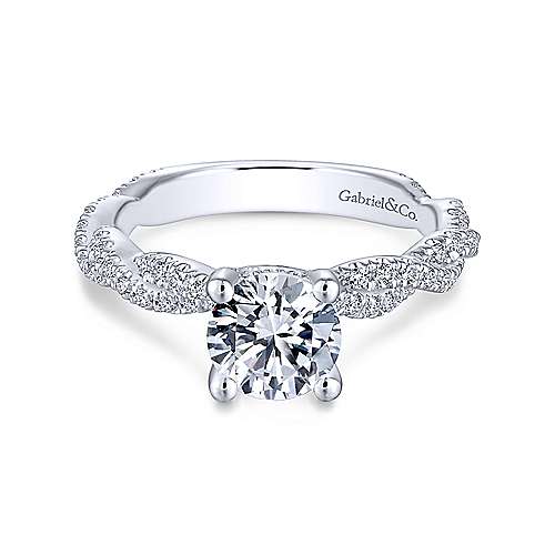 Gabriel &amp; Co 14K White Gold Round Diamond Twisted Engagement Ring ER13878R4W44JJ